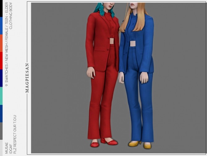 Sims 4 Colorful Suits by magpiesan at TSR