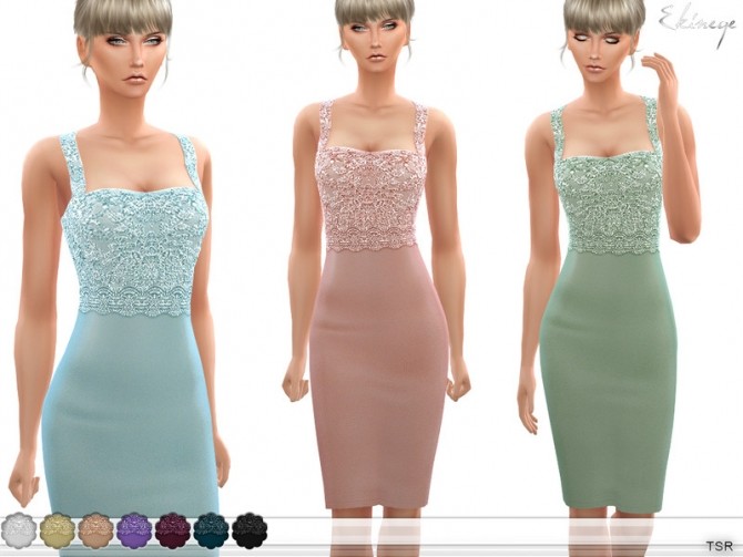 Sims 4 Lace Bodice Dress by ekinege at TSR