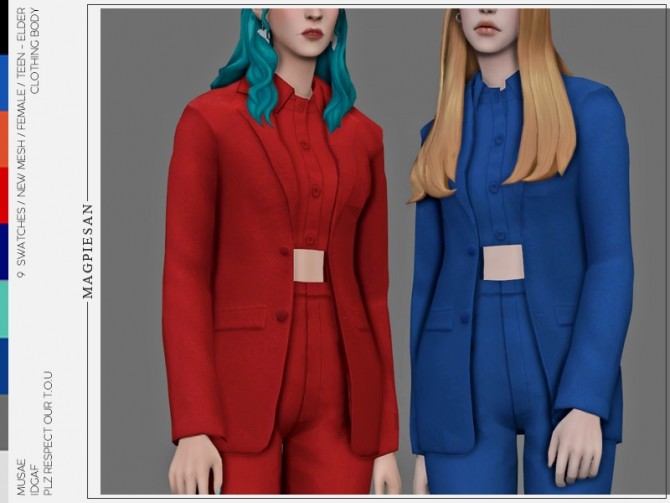 Sims 4 Colorful Suits by magpiesan at TSR