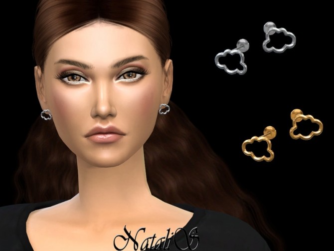 Sims 4 Cloud stud earrings by NataliS at TSR