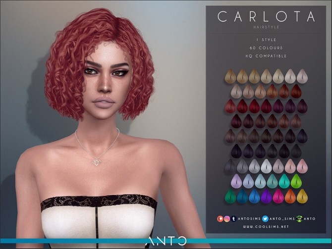 Sims 4 Carlota Hairstyle by Anto at TSR