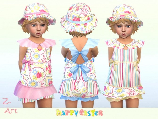 Babez 79 Pastel Colored Dress With Hat By Zuckerschnute20 At Tsr » Sims 