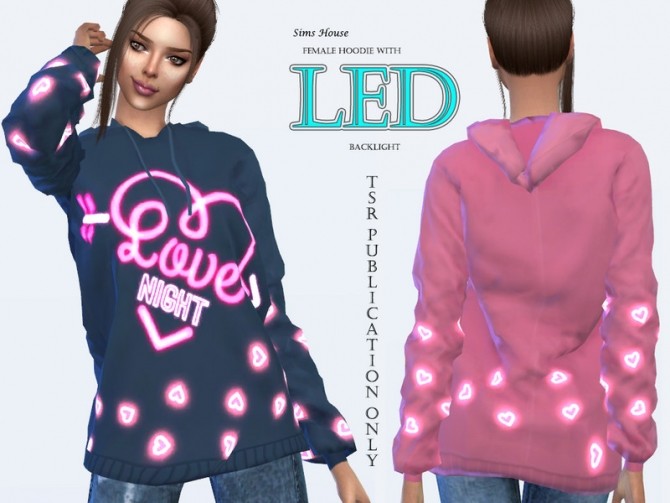 Sims 4 Female Hoodie with LED Heart by Sims House at TSR