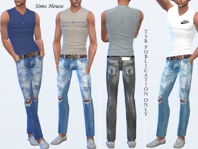 Sims 4 Mens low waist jeans by Sims House at TSR
