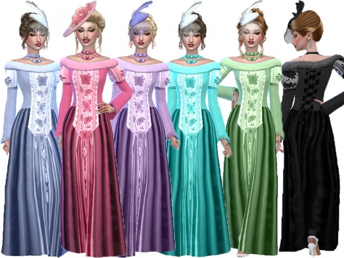 Sims 4 Queen Gown recolor by TrudieOpp at TSR