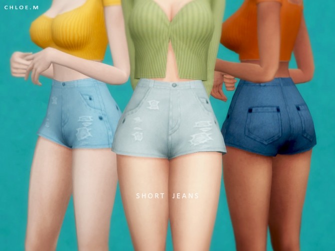 Sims 4 Short Jeans by ChloeMMM at TSR