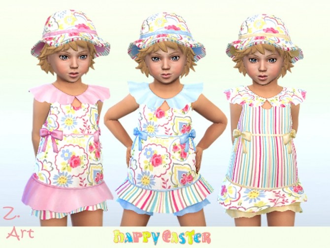 Sims 4 BabeZ 79 pastel colored dress with hat by Zuckerschnute20 at TSR