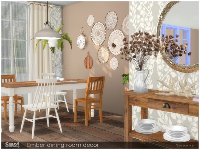 Sims 4 Ember dining room decor by Severinka at TSR