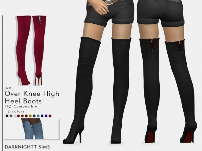 Sims 4 Over Knee High Heel Boots by DarkNighTt at TSR