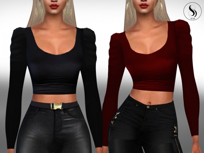 Sims 4 Female Deep Front Casual Mesh Tops by Saliwa at TSR