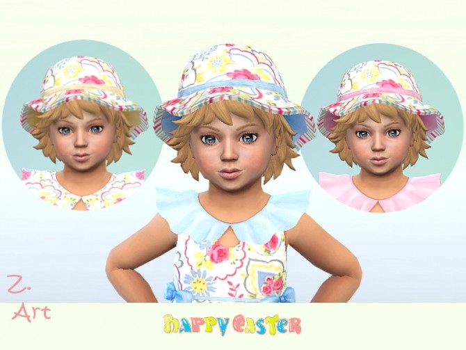 Sims 4 BabeZ 79 pastel colored dress with hat by Zuckerschnute20 at TSR