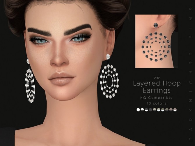 Sims 4 Layered Hoops Earrings by DarkNighTt at TSR