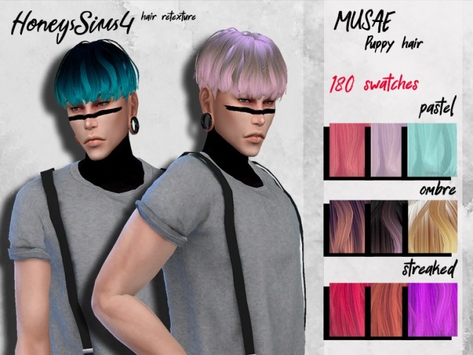 Sims 4 Male hair retextue MUSAE Puppy by HoneysSims4 at TSR
