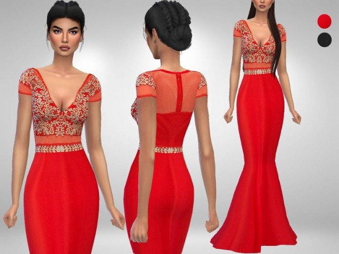 Sims 4 Priyanka Prom Dress by Puresim at TSR