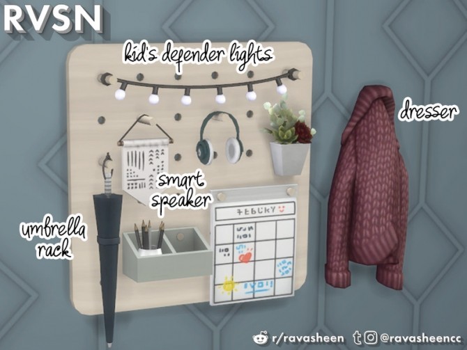 Sims 4 Peg To Differ Entryway Set by RAVASHEEN at TSR