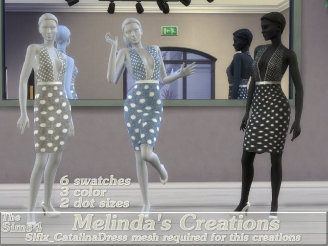 Sims 4 Spotted Denim Catalina Dress by melindacreations at TSR