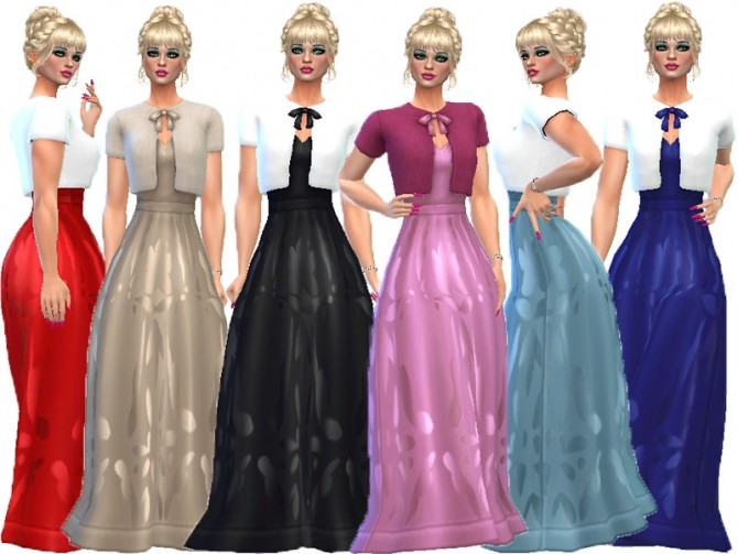 Sims 4 Magenta silk dress by TrudieOpp at TSR