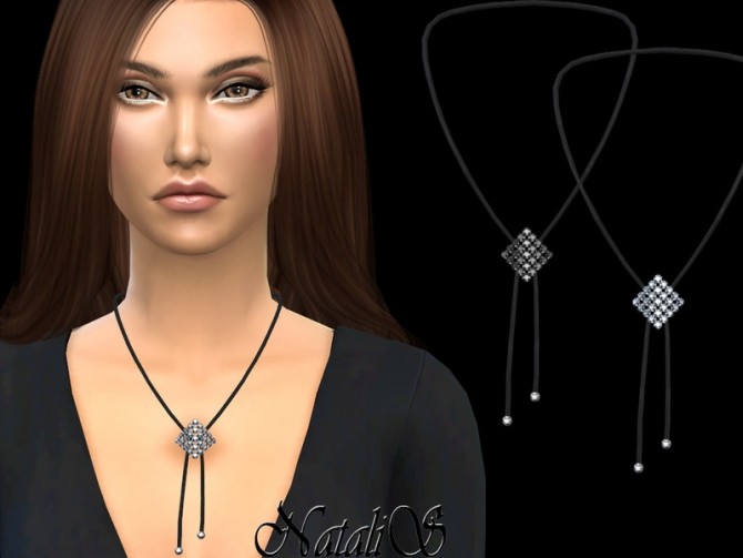 Sims 4 Curved square crystal necklace by NataliS at TSR