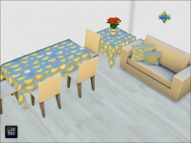 Sims 4 Table clothes and cushions for Easter by Mabra at Arte Della Vita