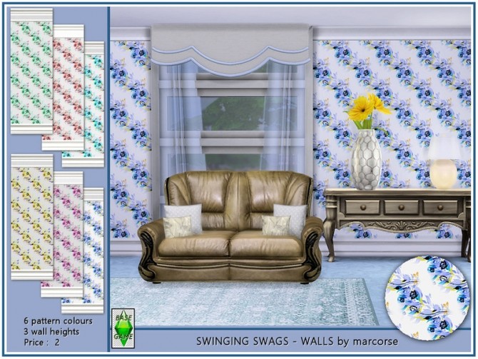 Sims 4 Swinging Swags Walls by marcorse at TSR