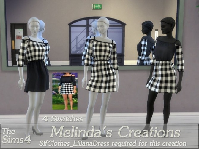 Sims 4 Checker Print Liliana Dress by melindacreations at TSR