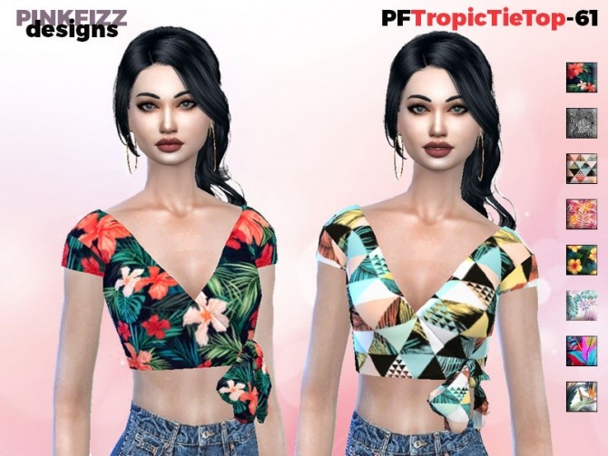 Sims 4 Tropic Tie Top PF61 by Pinkfizzzzz at TSR