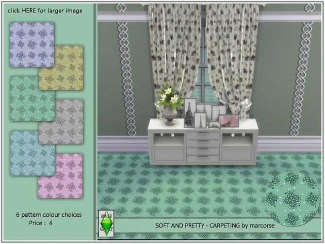 Sims 4 Soft and Pretty Carpeting by marcorse at TSR
