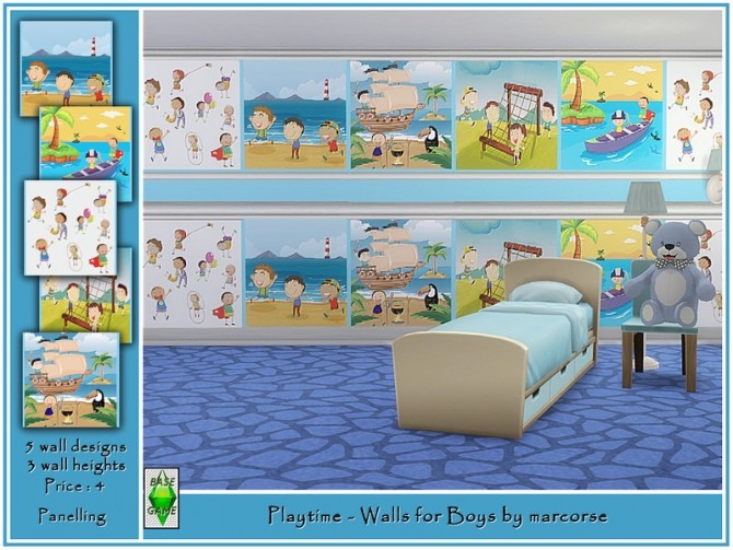 Sims 4 Playtime Walls for Boys by marcorse at TSR