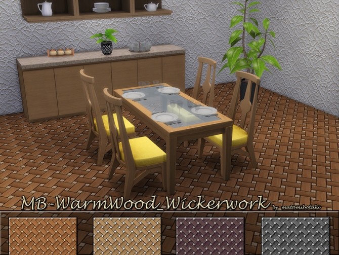 Sims 4 MB Warm Wood Wickerwork floor by matomibotaki at TSR