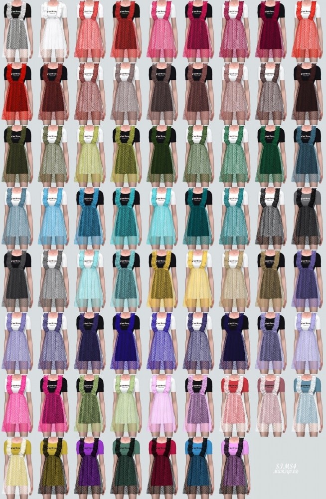 Sims 4 Spring Chiffon Suspender Frill Mini Dress Dot V at Marigold