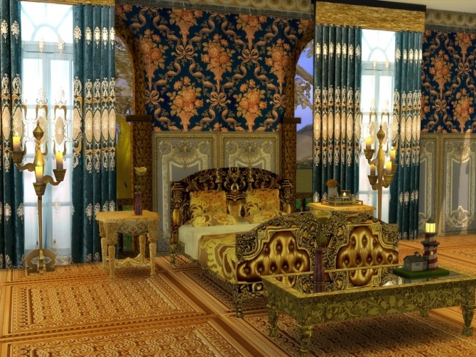 Sims 4 Golden World Set, Bed & End Table at Anna Quinn Stories