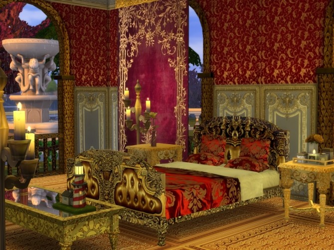 Sims 4 Golden World Set, Bed & End Table at Anna Quinn Stories