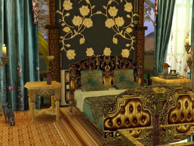 Sims 4 Golden World Set, Bed & End Table at Anna Quinn Stories