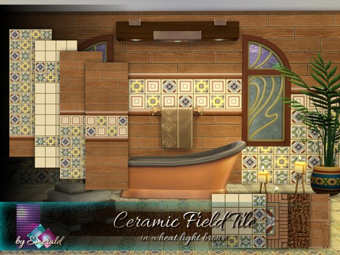 Sims 4 Ceramic Field Tile in wheat light brown by emerald at TSR