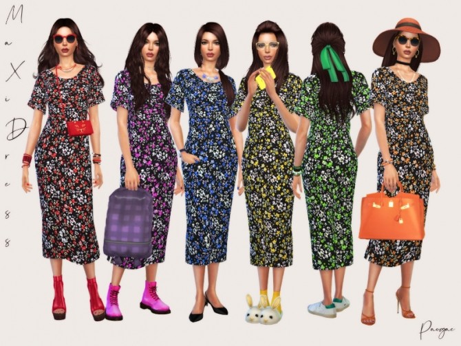 Sims 4 Maxi Dress by Paogae at TSR