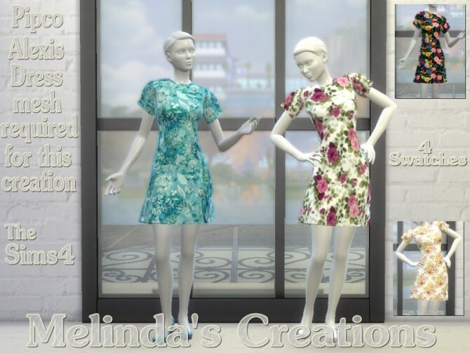 Sims 4 Female Floral Cotton Alexis Dress by melindacreations at TSR