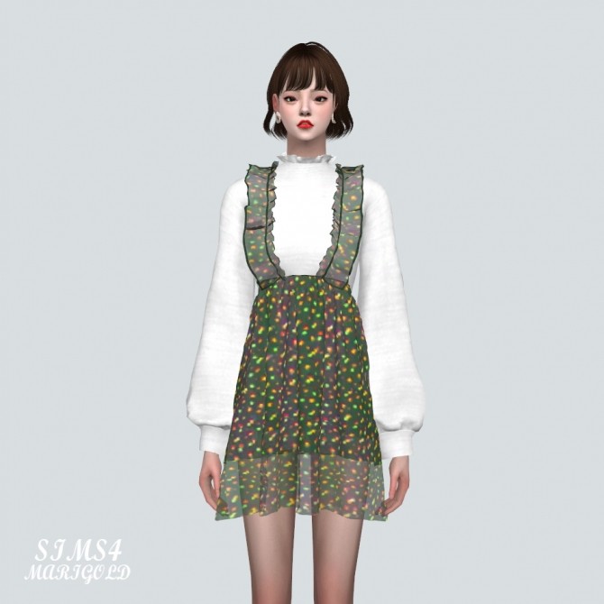 Sims 4 Spring Chiffon Frill Mini Dress V2 at Marigold