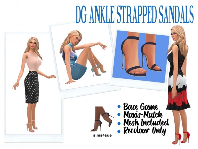 Sims 4 DALLASGIRL’S ANKLE STRAPPED SANDALS at Sims4Sue