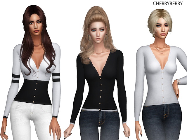 Sims 4 V Cut Classy Sweater at Cherryberry