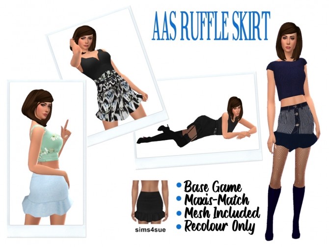 Sims 4 AAS RUFFLE SKIRT recolors at Sims4Sue