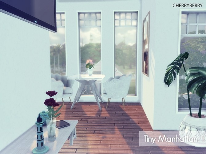 Sims 4 Tiny Manhattan 1 classic yet modern apartment at Cherryberry