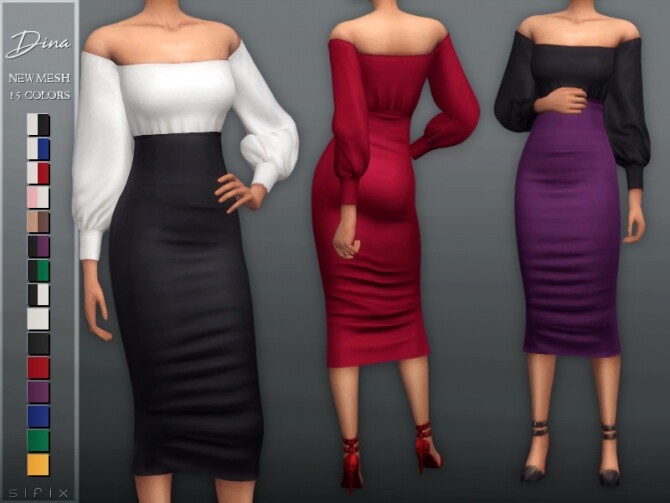 Sims 4 Dina Dress by Sifix at TSR