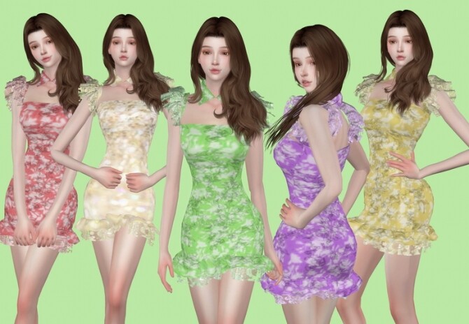 Sims 4 Collar lace mini dress at Simjigi