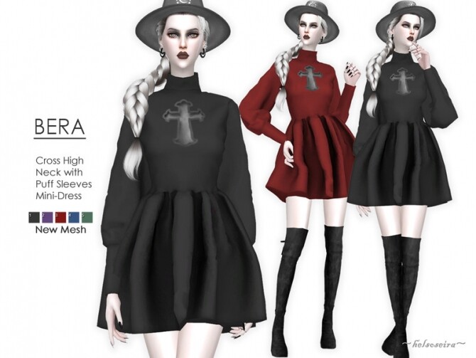 Sims 4 BERA Goth Witch Dress by Helsoseira at TSR