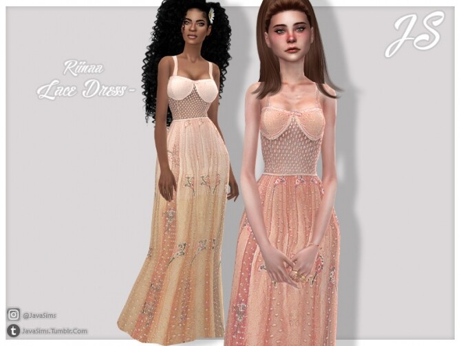 Sims 4 Riinaa Lace Dress by JavaSims at TSR