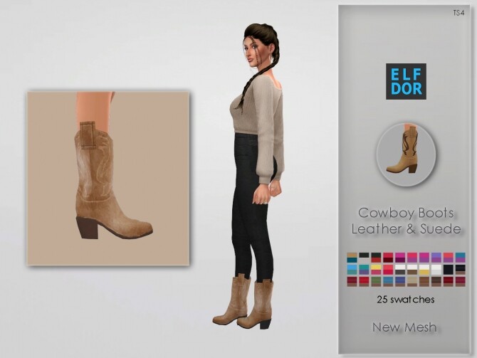 Sims 4 Cowboy Boots at Elfdor Sims