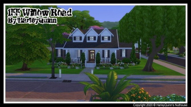 Sims 4 155 Willow Road house at Harley Quinn’s Nuthouse
