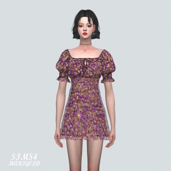 Sims 4 Flower Summer Mini Dress at Marigold