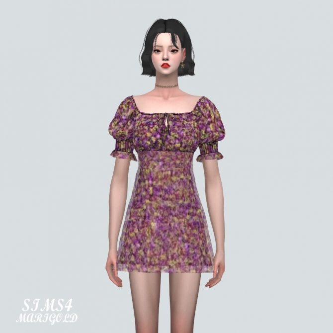 Flower Summer Mini Dress at Marigold » Sims 4 Updates