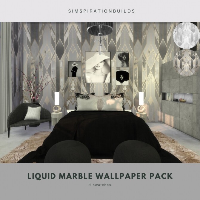 Sims 4 Liquid Marble Wallpaper Pack at Simspiration Builds